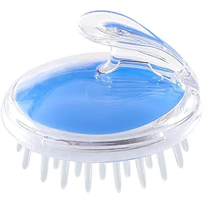 N.C NC Crystal clear shampoo brush head massage shampoo brush hair massage brush bath brush silicone shampoo brush (Blue) - Image 1